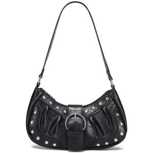Y2K Punk Style Vegan Leather Shoulder Bag with Rivets Goth Grunge Emo